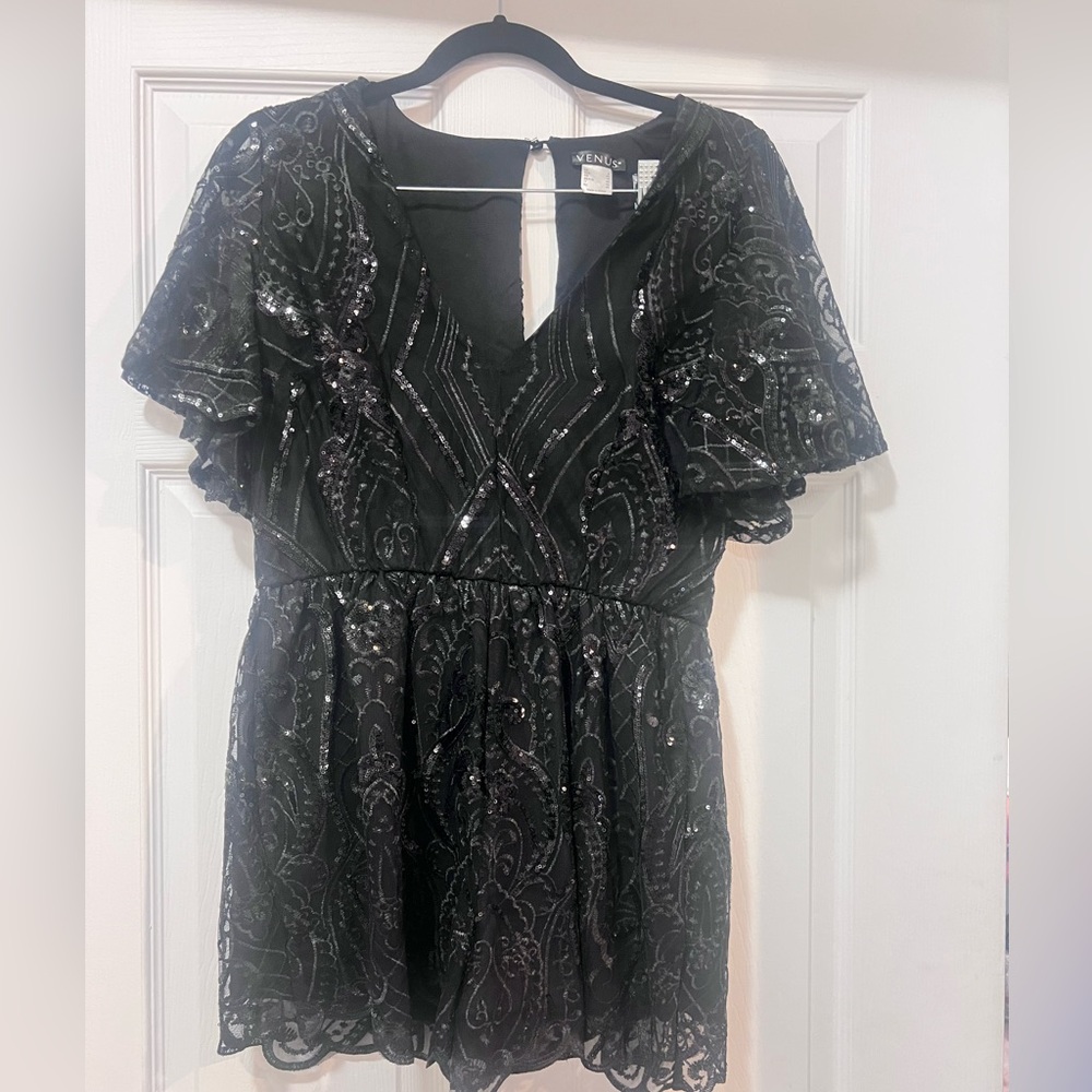 sequins laced romper